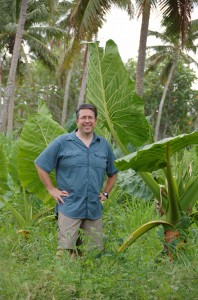 Sam next to Giant Taro