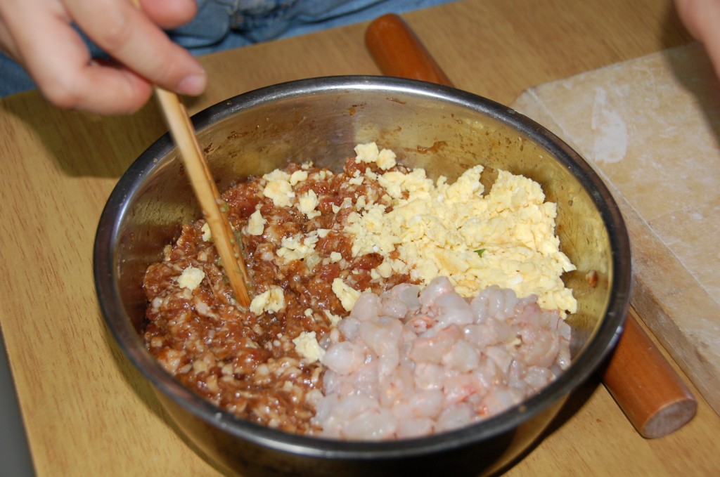Pork, scrambled egg and shrimp