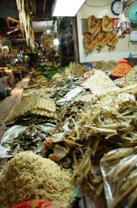 Pasar Klandasan in Balikpapan: Dried fish stall across from Ibu Djumiati.