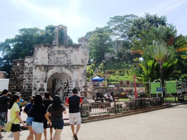 Ruins of Porta de Santiago (foreground) and St. Pauls Church (above)
