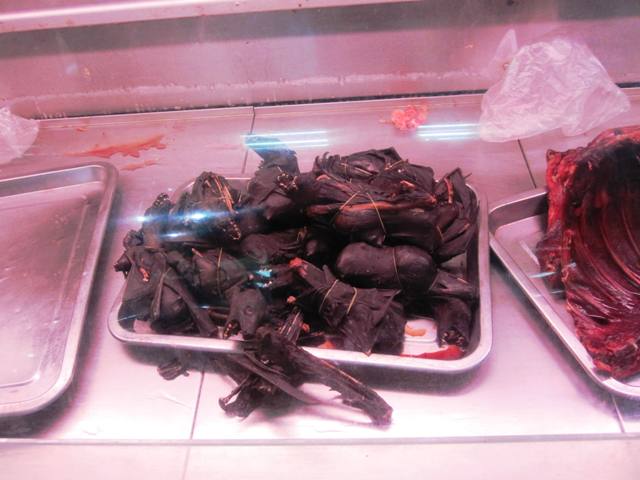 Roasted Bat in the supermarket deli, Manado Indonesia