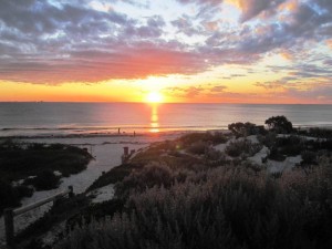 Sunset at Cottesloe Beach Perth Australia.Cycling from Fremantle to Perth