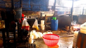 Inside tofu factory. Balikpapan, Kalimantan, Indonesia