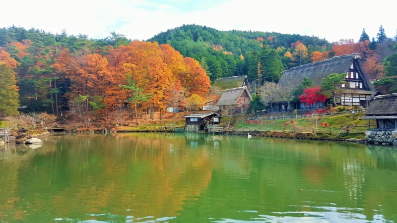 Hida Folk Village Lake Scene.Takayama, Japan