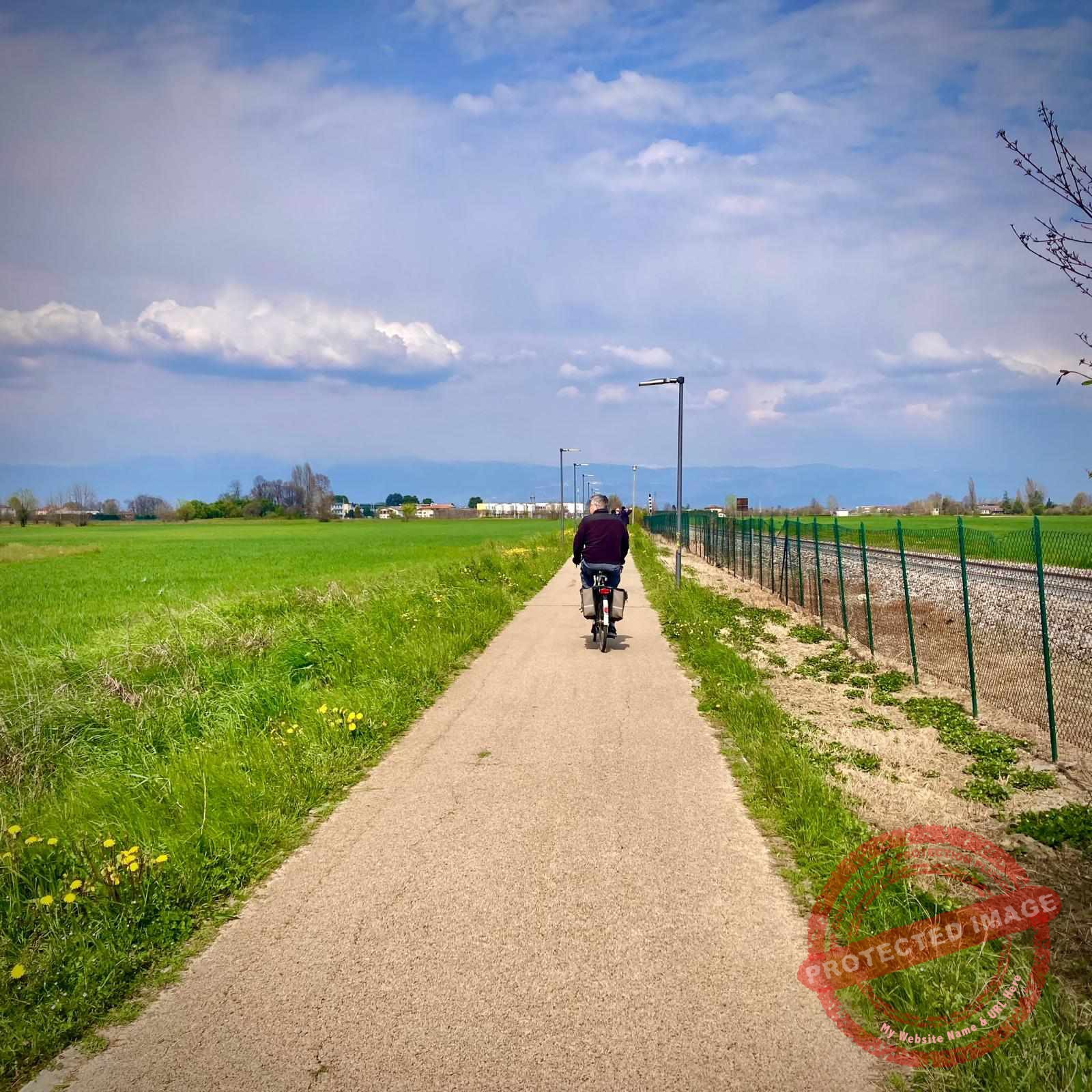 Bike Path following train line in Vicenza toward Dueville, Italy