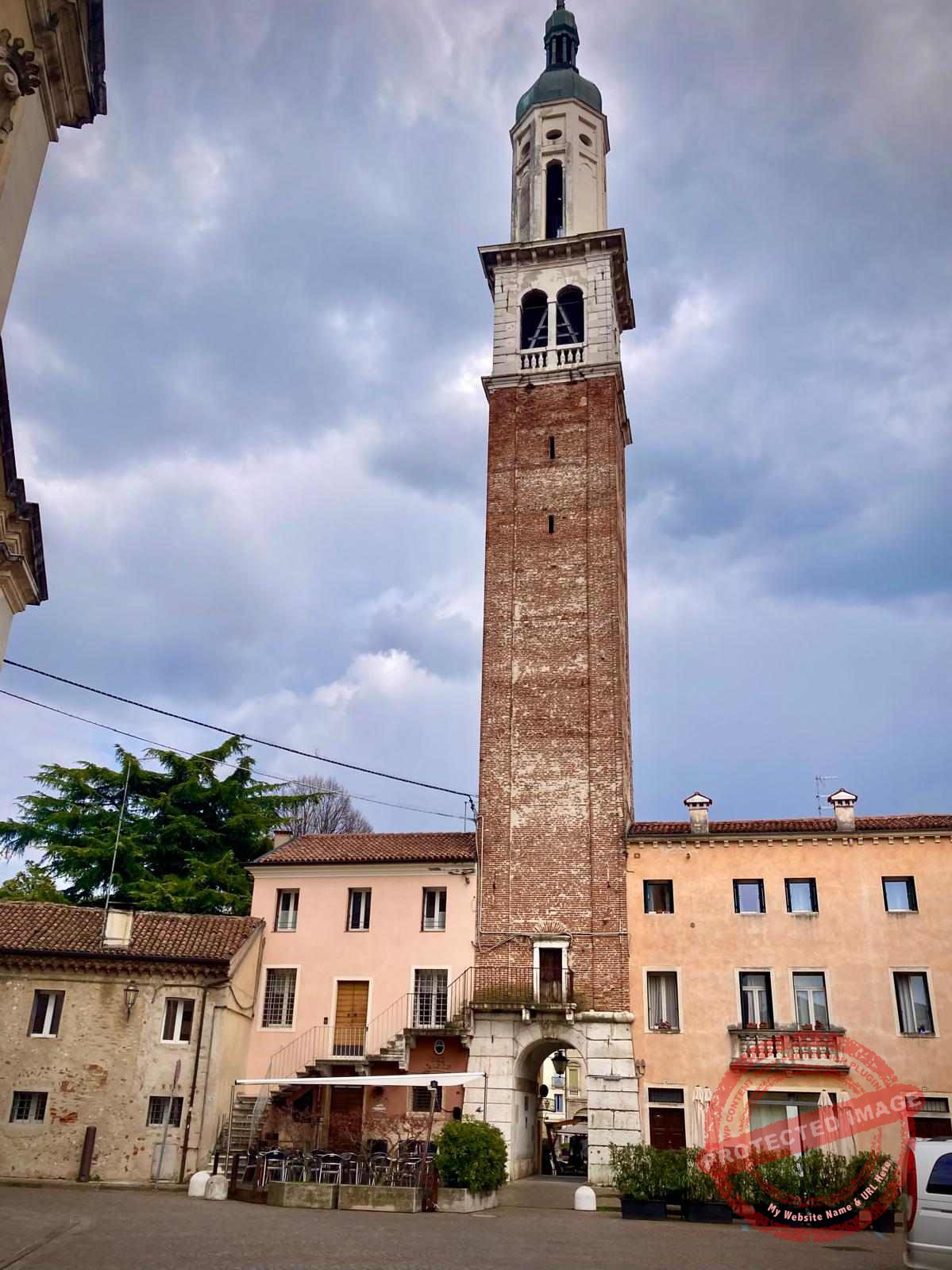 Entering the old town of Thiene, Italy